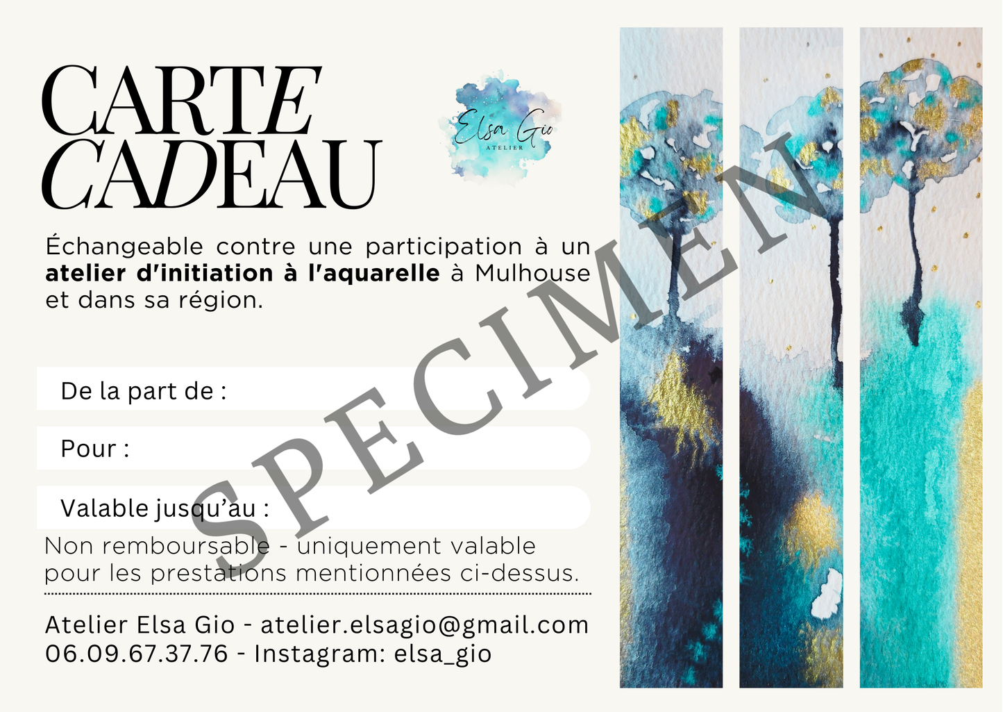 Carte cadeau Atelier Elsa Gio